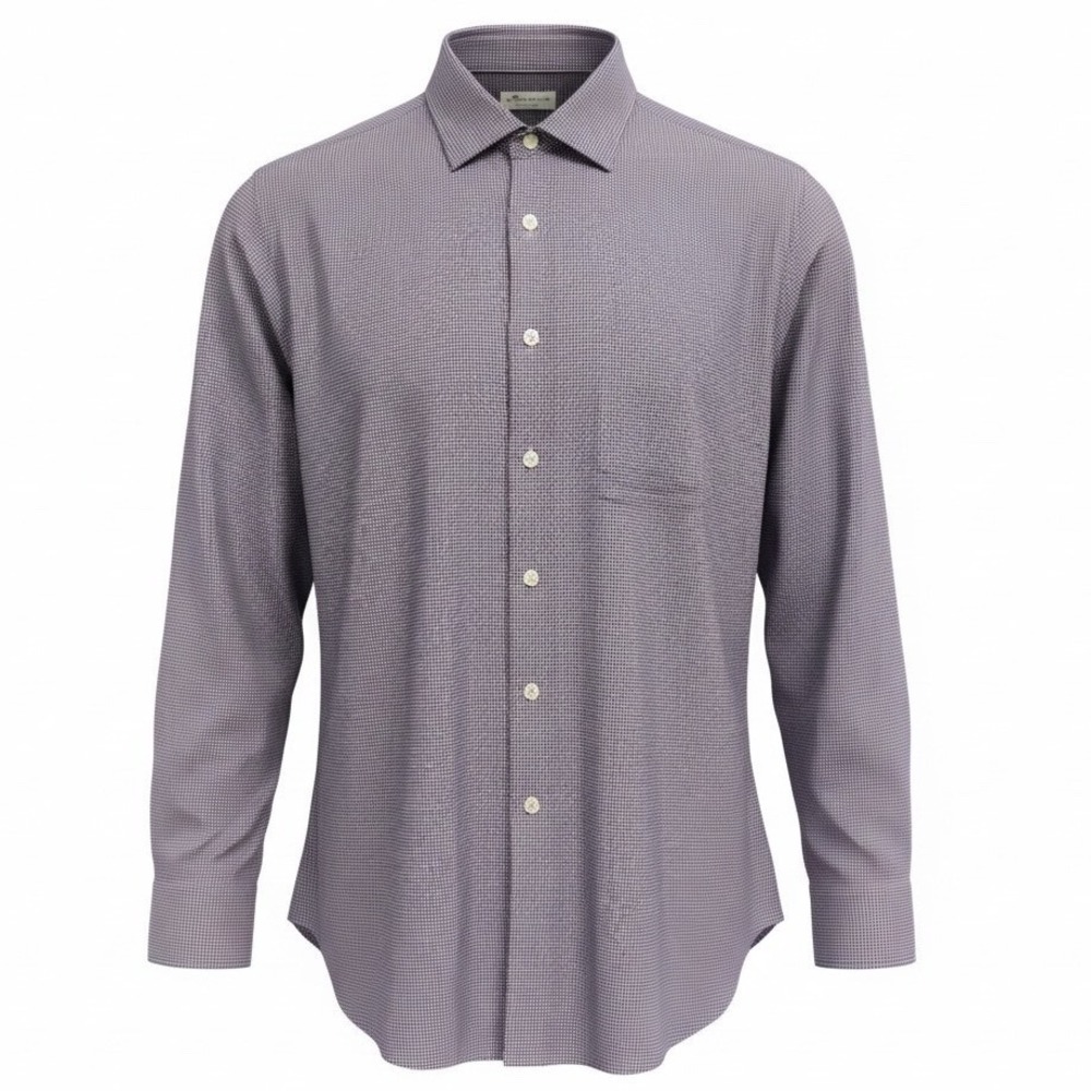 Peter Millar Crown Finish Mens XXL  Purple/White Gingham Plaid Dress Shirt (S19)